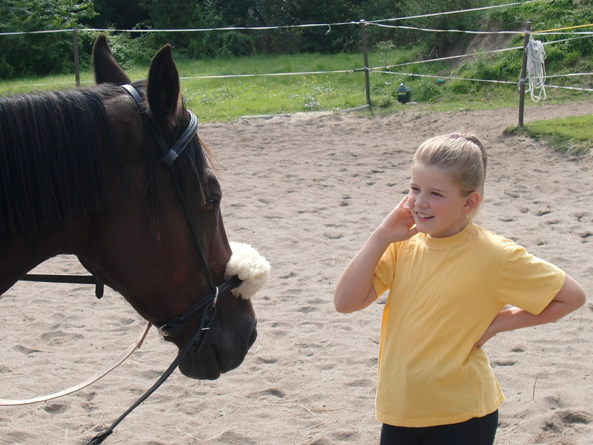 Kinder auf dem Pferd Vulkan